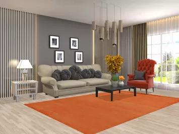 Orange Wool Solid Gabbeh Vegetable Dye Area Rug 6x9