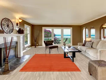 Orange Solid Modern Gabbeh Vegetable Dye Area Rug 6x9