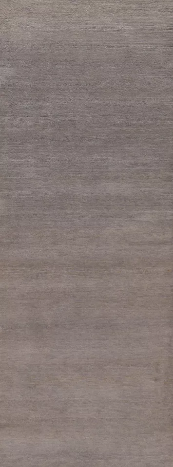 Solid Gray Gabbeh Vegetable Dye Runner Rug 3x10