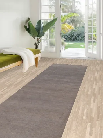 Solid Gray Gabbeh Vegetable Dye Runner Rug 3x10