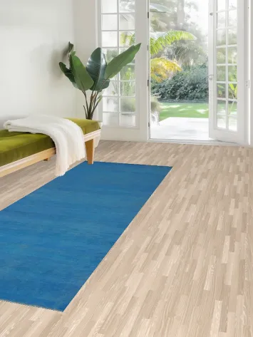 Vegetable Dye Blue Gabbeh Persian Runner Rug 3x8