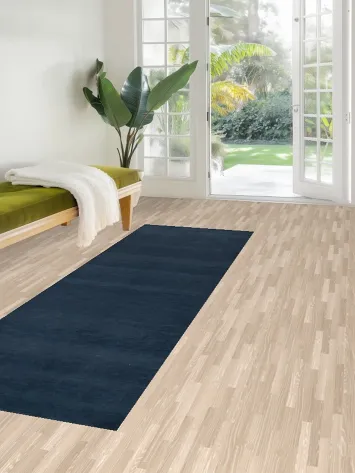 Navy Blue Modern Gabbeh Vegetable Dye Runner Rug 3x8