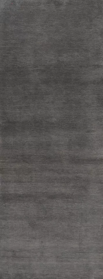 Solid Wool Charcoal Gabbeh Persian Runner Rug 3x10