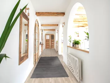 Solid Wool Charcoal Gabbeh Persian Runner Rug 3x10