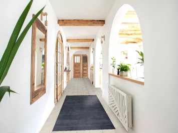 Dark Navy Blue Modern Gabbeh Persian Runner Rug 3x8