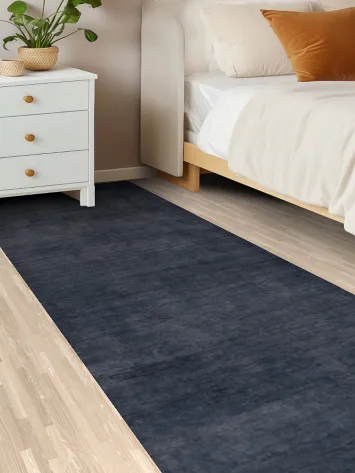 Dark Navy Blue Modern Gabbeh Persian Runner Rug 3x8