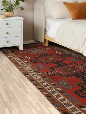 Pre-1900 Antique Kazak Vegetable Dye Runner Rug 4x13