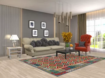 Flat Weave Wool Kilim Oriental Area Rug 6x8