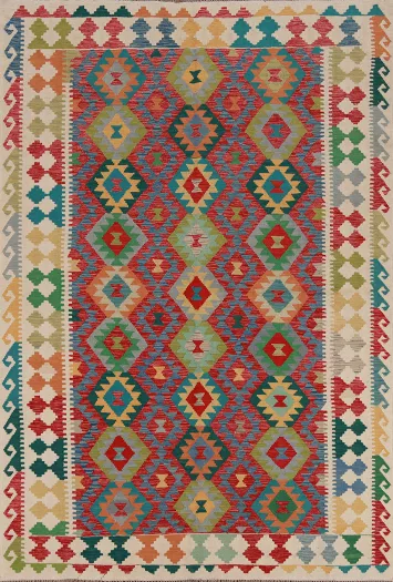 Flat Weave Wool Kilim Oriental Area Rug 6x8