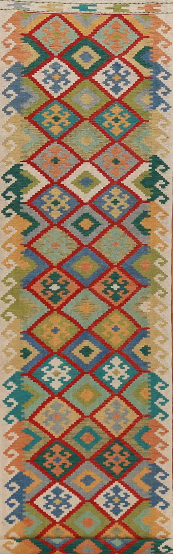 Trellis Wool Kilim Oriental Runner Rug 3x16