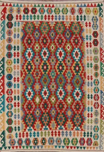 Flat Weave Wool Kilim Oriental Area Rug 6x8