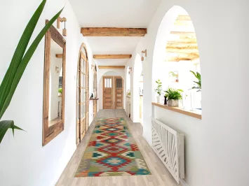 Geometric Wool Kilim Oriental Runner Rug 3x16