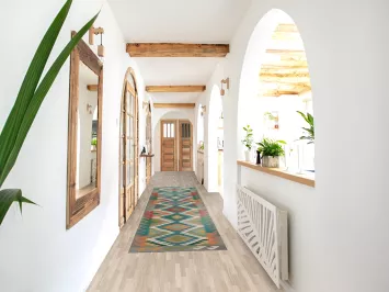 Geometric Wool Kilim Oriental Runner Rug 3x13