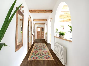 Geometric Wool Kilim Oriental Runner Rug 3x13