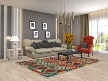 Flat Weave Wool Kilim Oriental Area Rug 6x8