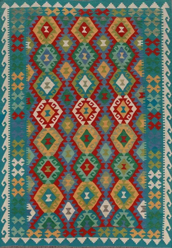 Flat Weave Wool Kilim Oriental Area Rug 6x8