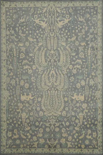 Ornamental Ziegler Area Rug 9x12 with Traditional Animal Details