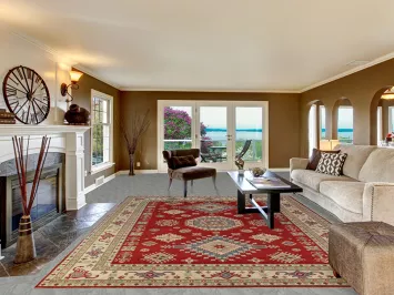 Red Geometric Kazak Oriental Area Rug 9x12