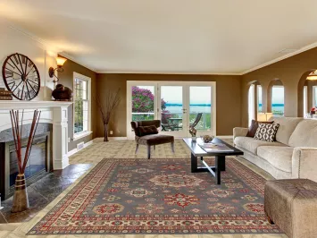 Gray Geometric Kazak Oriental Area Rug 9x12