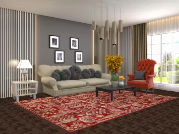 All-Over Red Floral Ziegler Oriental Area Rug 7x10