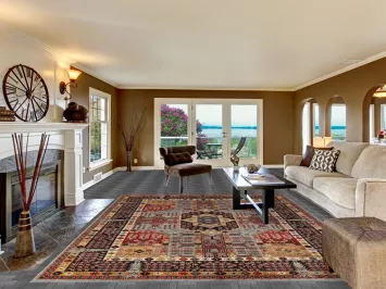 Geometric Wool Kazak Vegetable Dye Area Rug 9x11