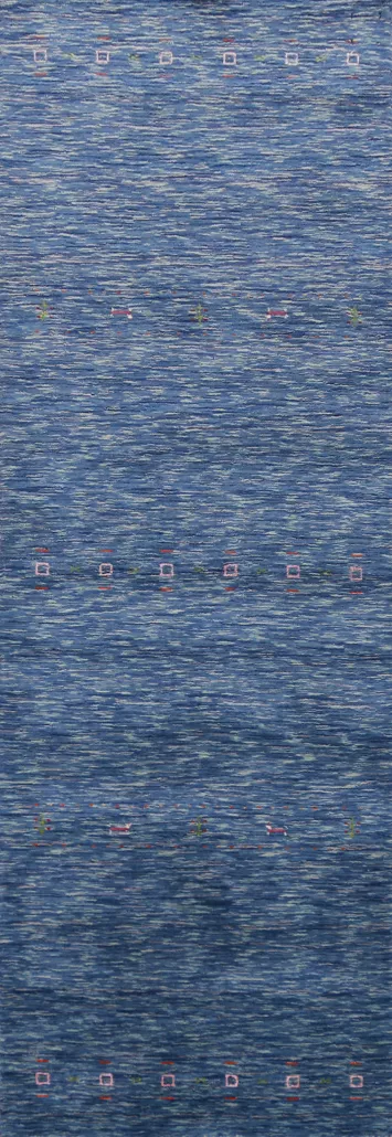 Blue Handmade Gabbeh Oriental Runner Rug 3x10