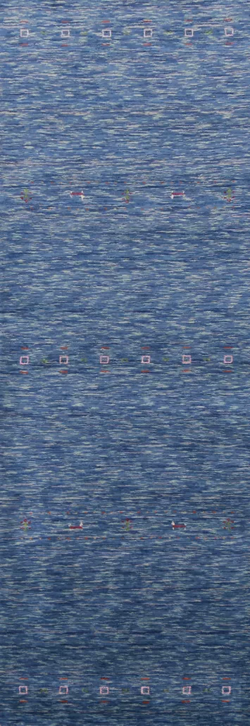 Blue Handmade Gabbeh Indian Runner Rug 3x10