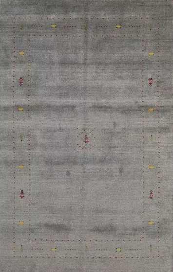 Tribal Gray Gabbeh Oriental Area Rug 5x8