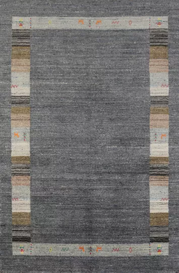 Handmade Gray Wool Gabbeh Oriental Rug 5x7