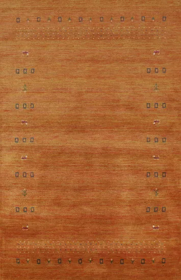 Orange Wool Gabbeh Oriental Area Rug 5x8