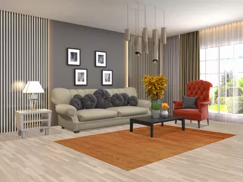 Orange Wool Gabbeh Oriental Area Rug 5x8