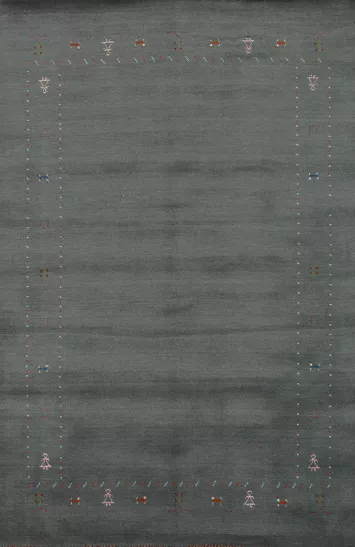 Blue Gray Wool Gabbeh Oriental Area Rug 5x8