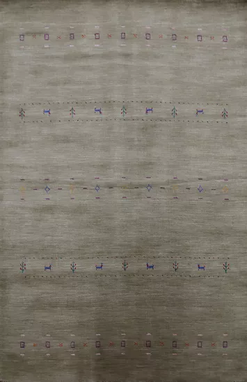 Tribal Wool Green Gabbeh Indian Area Rug 5x8