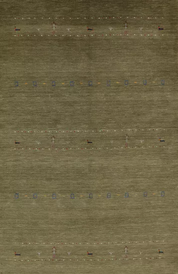 Green Tribal Wool Gabbeh Indian Area Rug 5x8