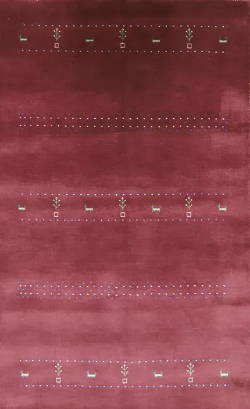 Little Animals Tribal Wool Gabbeh Indian Area Rug 5x8