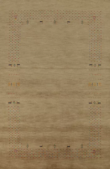 Camel Tribal Wool Gabbeh Indian Area Rug 5x8