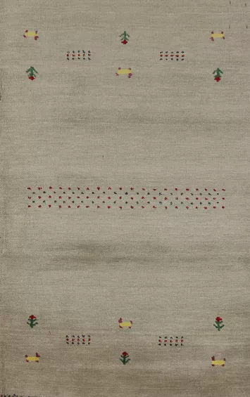 Aqua Tribal Wool Gabbeh Oriental Rug 3x5