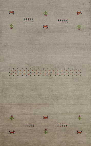 Sage Green Wool Gabbeh Indian Accent Rug 3x5