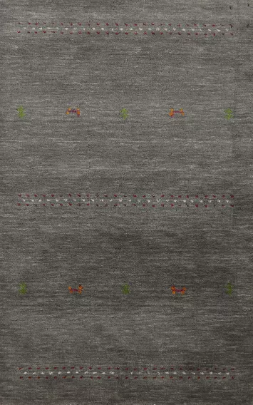 Tribal Gray Wool Gabbeh Indian Accent Rug 3x5