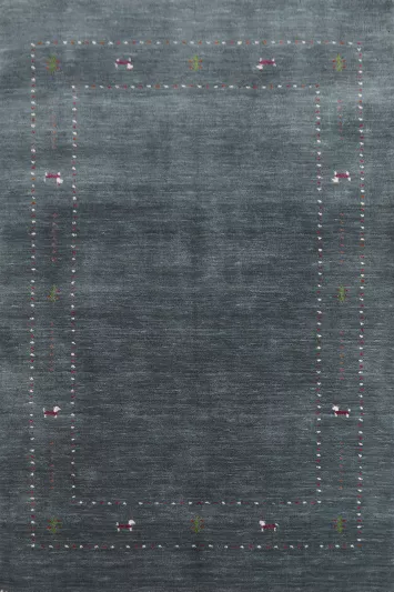 Tribal Gray Blue Wool Gabbeh Indian Rug 4x6