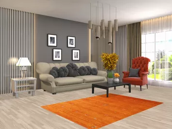 Orange Wool Tribal Gabbeh Indian Rug 4x6