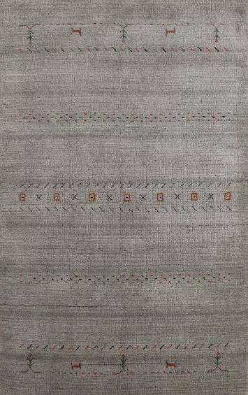 Silver Gray Wool Tribal Gabbeh Indian Rug 4x6