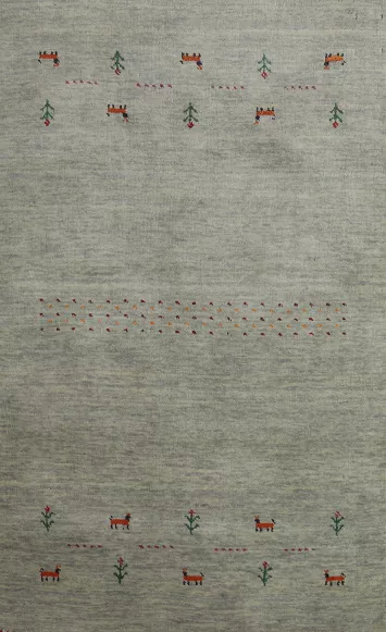 Aqua Green/ Gray Wool Gabbeh Indian Foyer Rug 3x5