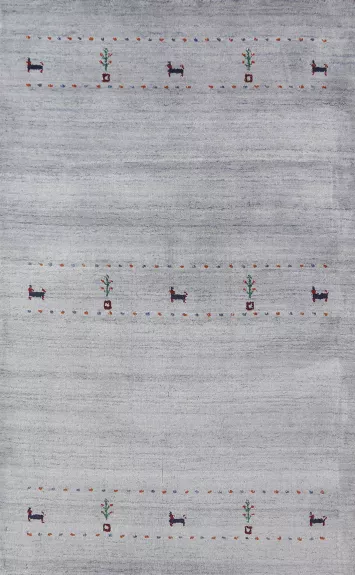 Silver Gray Wool Gabbeh Indian Foyer Rug 3x5