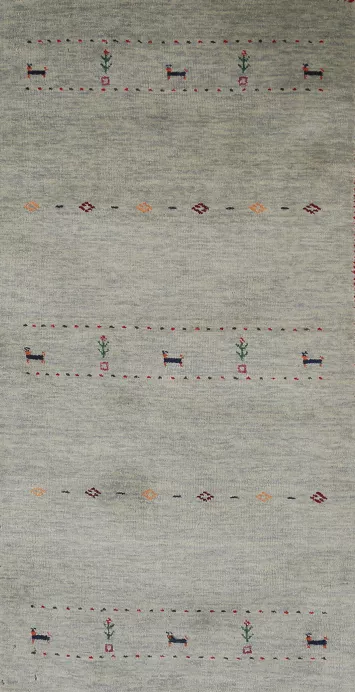 Aqua Wool Tribal Gabbeh Oriental Rug 3x6