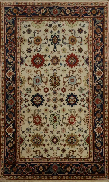 Classic Oushak Area Rug 6x9 with Timeless Floral Design