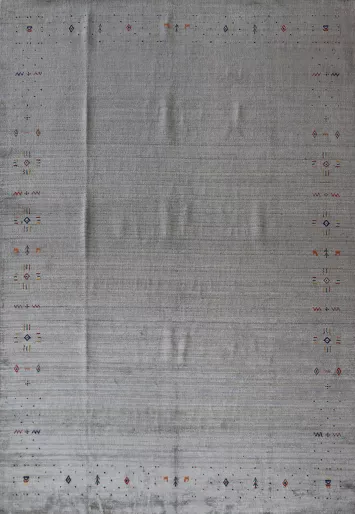 Gray Blue Tribal Wool Gabbeh Indian Area Rug 9x12