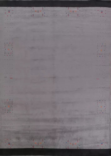 Gray Lilac Tribal Wool Gabbeh Indian Area Rug 9x12