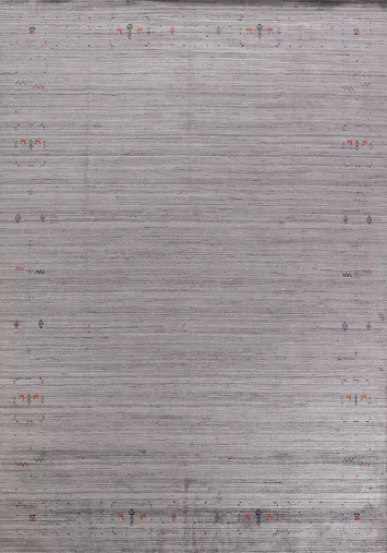 Silver Gray Wool Gabbeh Indian Area Rug 9x12