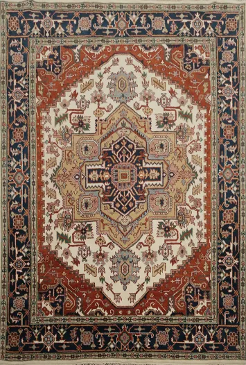 Exquisite Heriz Serapi Area Rug 8x10 Rich in Vibrant Colors and Details